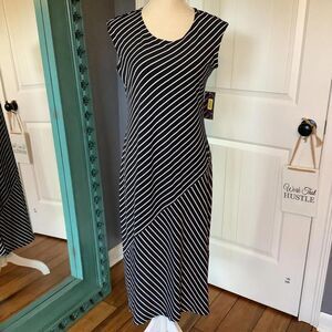 NWT Stylish Striped Maxi Dress - Black & White